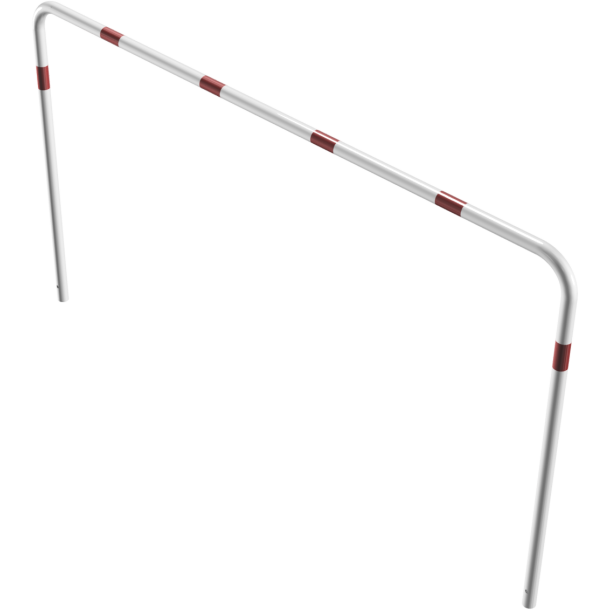 Hoop of steel tube |  48 x 2,5 mm | without cross bar | for casting in concrete | total width 2500 mm | total height 1400 mm | hot-dip galvanized and white coatedwith red reflecting stripes